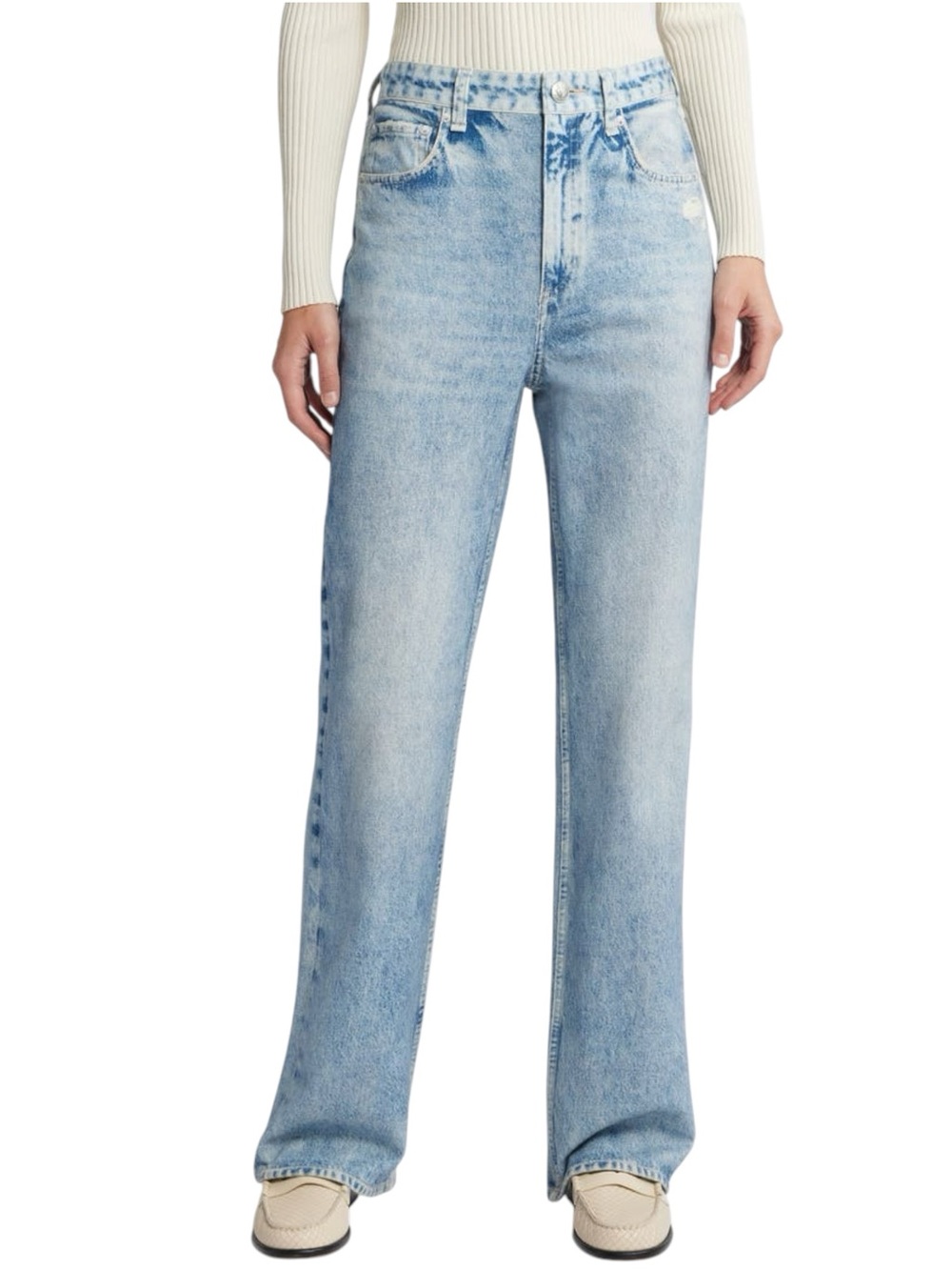 Rag & Bone Miramar Shea Cotton Terry Relaxed Straight Pant size 28 in Lightwash